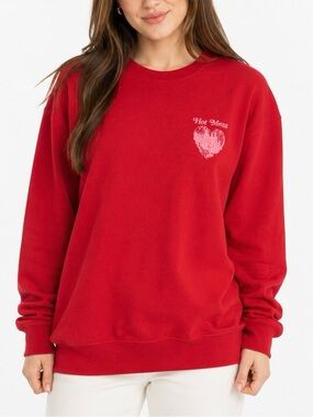 Hot Mess With Alix Earle Red Graphic Crewneck Sweatshirt M